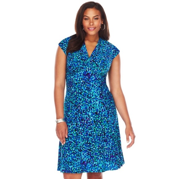 Ralph Lauren Women’s Multicolor Print Fit & Flare Stretch Jersey Dress Size 6 - Picture 2 of 9